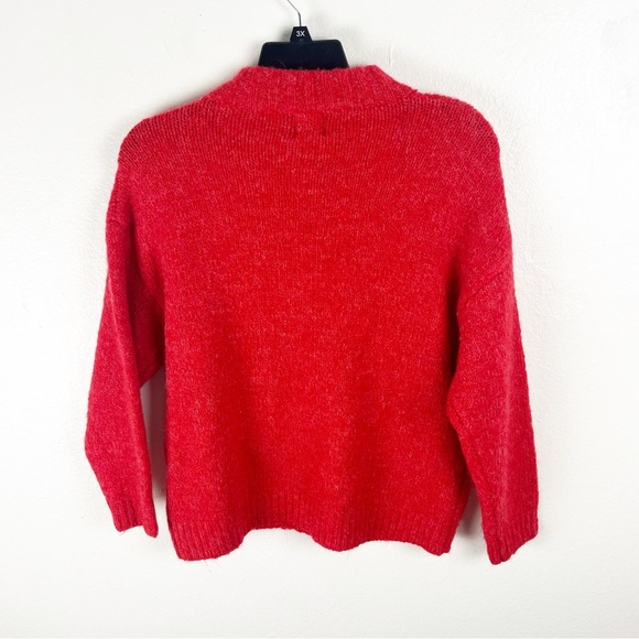 CLICHE’ Red Wool Blend Long Sleeves Fuzzy High Neck Sweater Size Small - Picture 2 of 8